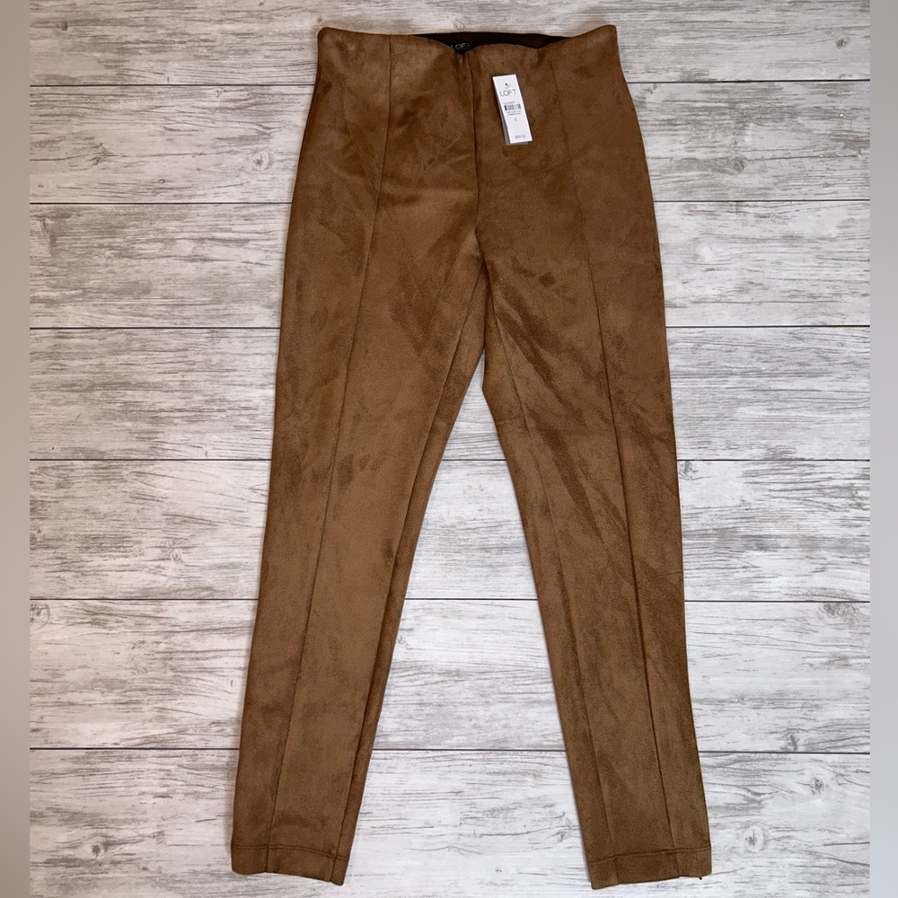 LOFT Brown Faux Suede Leggings Size Small NWT